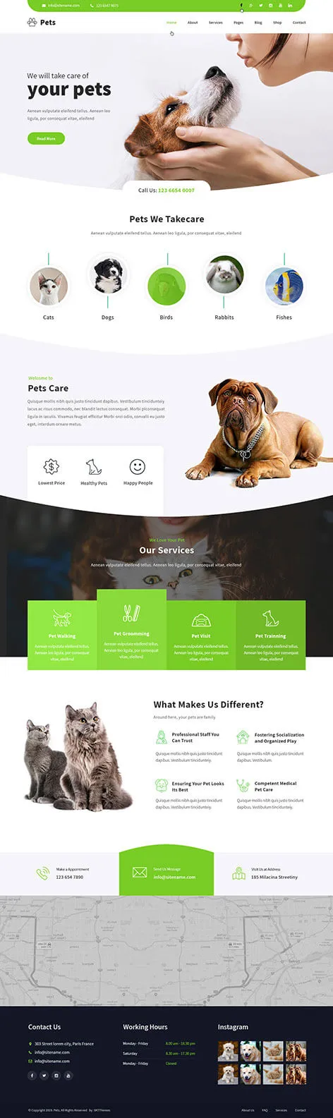 pet care WordPress theme